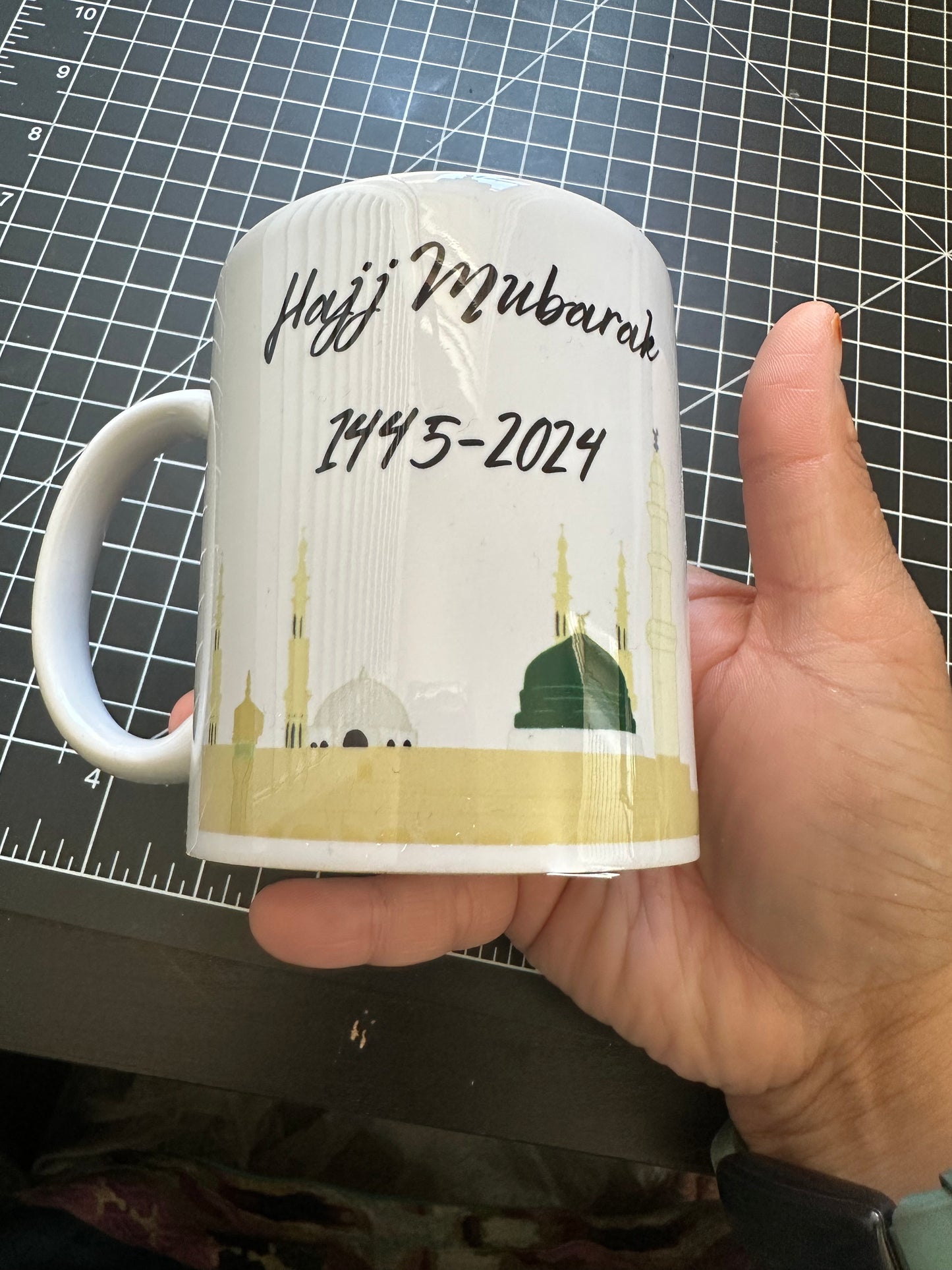 HAJJ MUBARAK Mug,Makkah and Madina Scene Hajj Mug,Hajj Mubarak