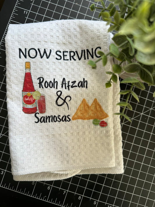 RoohAfzah and Samosa tea towel