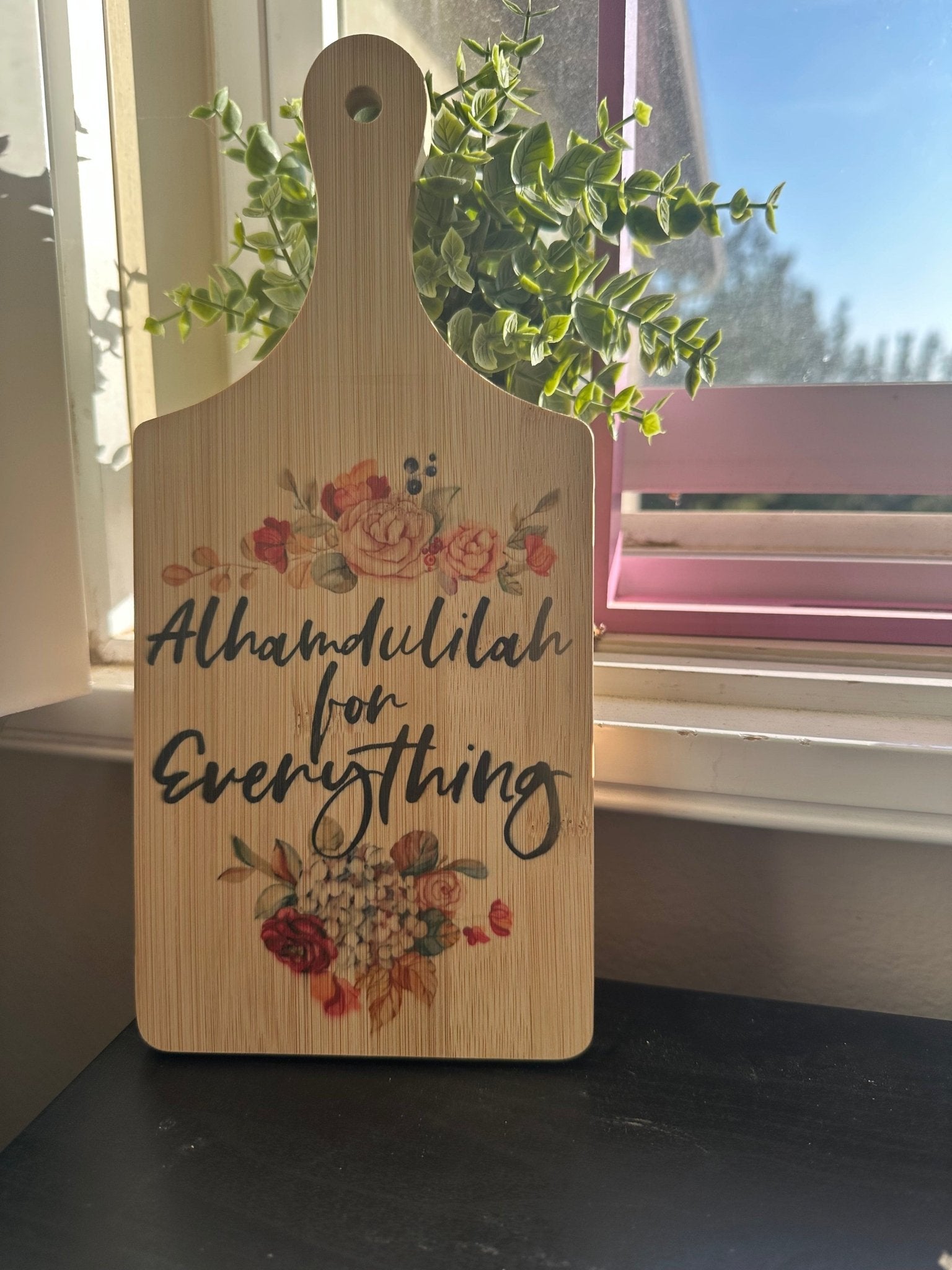 Alhamdulillah for everything decor wood board with handle - madihacreates