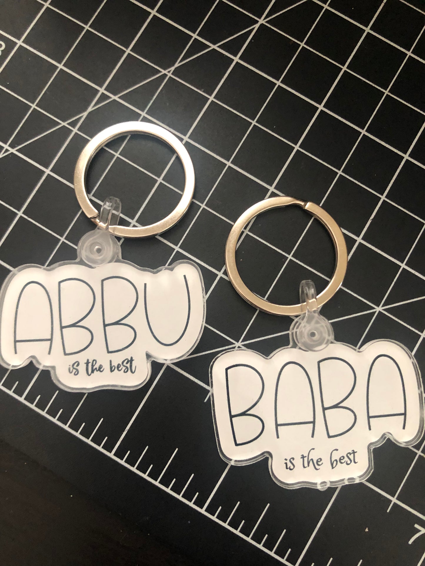 Baba is the best, Abbu is the best arcrylic keychain