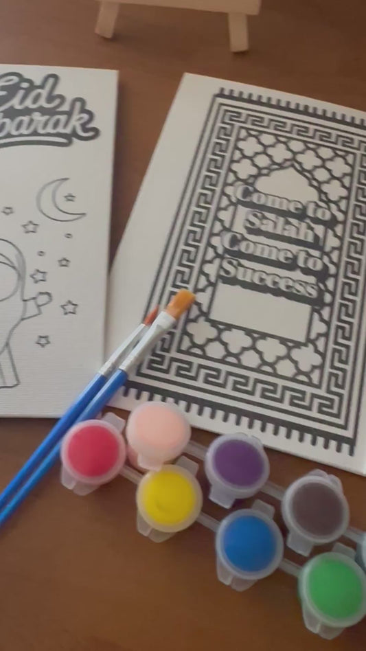Islamic Paint Your Own Canvas Kit | Ramadan & Eid Activity for Kids | DIY Muslim Art Set