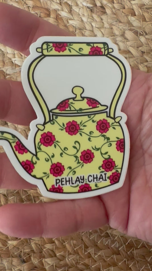 Pehlay chai kettle sticker, Pakistan truckart style