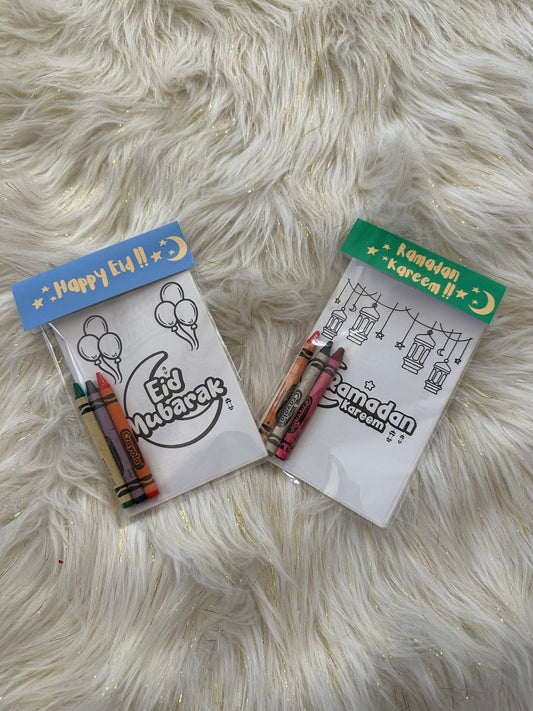 Ramadan & Eid Kids Activity Kit | Islamic Party Favors | Coloring Pages with Crayons | Eid Mubarak Goodie Bag | Ramadan Kareem Gift for Kids - madihacreates