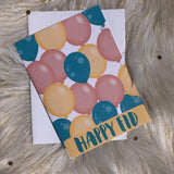 Happy Eid Card,Balloon Eid Card, fun pastel colors happy Eid greeting card, - madihacreates