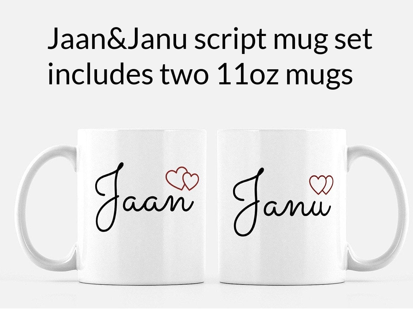 Jaan and Janu mugs, two different style, romantic couples gift,anniversary gifts, Valentine’s Day gift, - madihacreates