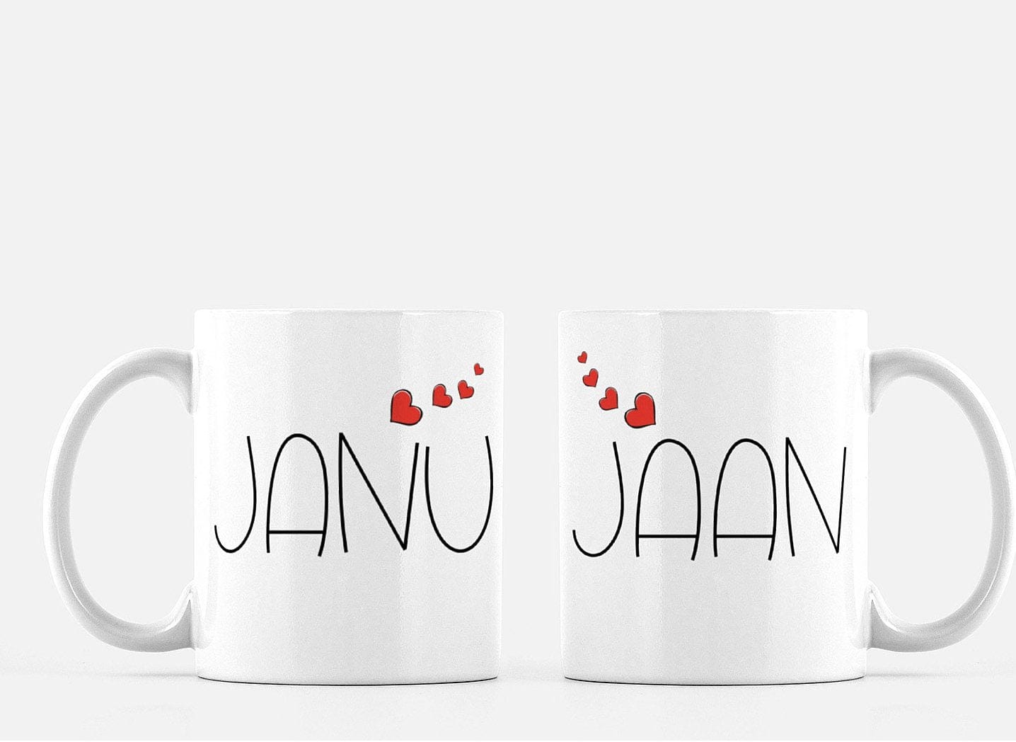 Jaan and Janu mugs, two different style, romantic couples gift,anniversary gifts, Valentine’s Day gift, - madihacreates