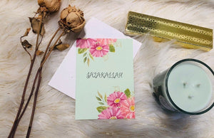 JazakAllah Greeting Card, Islamic thankyou card,thankyou card,thanks floral card - madihacreates