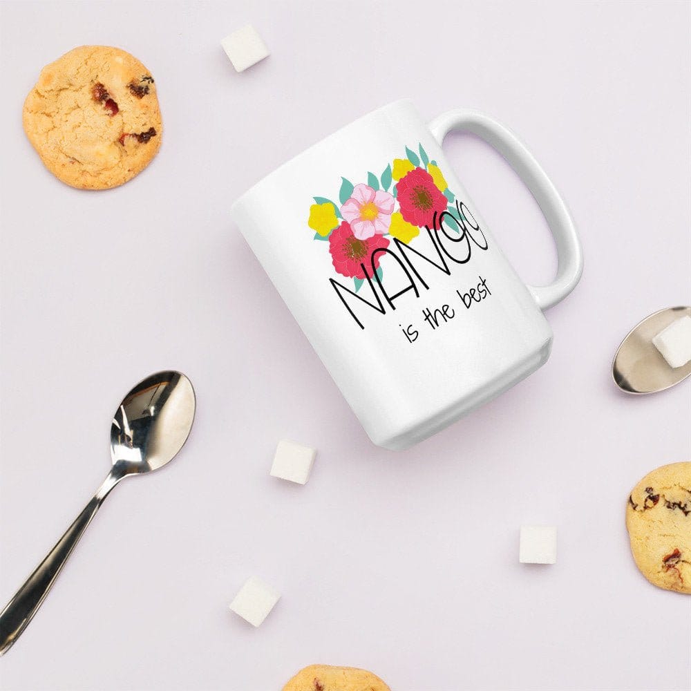 Nanoo is the best mug, Maternal Grandmother gift, beautiful floral design mug - madihacreates