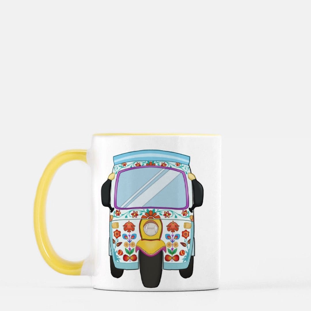 NEW RICKSHAW Mug 11 oz. (Yellow + White) - madihacreates