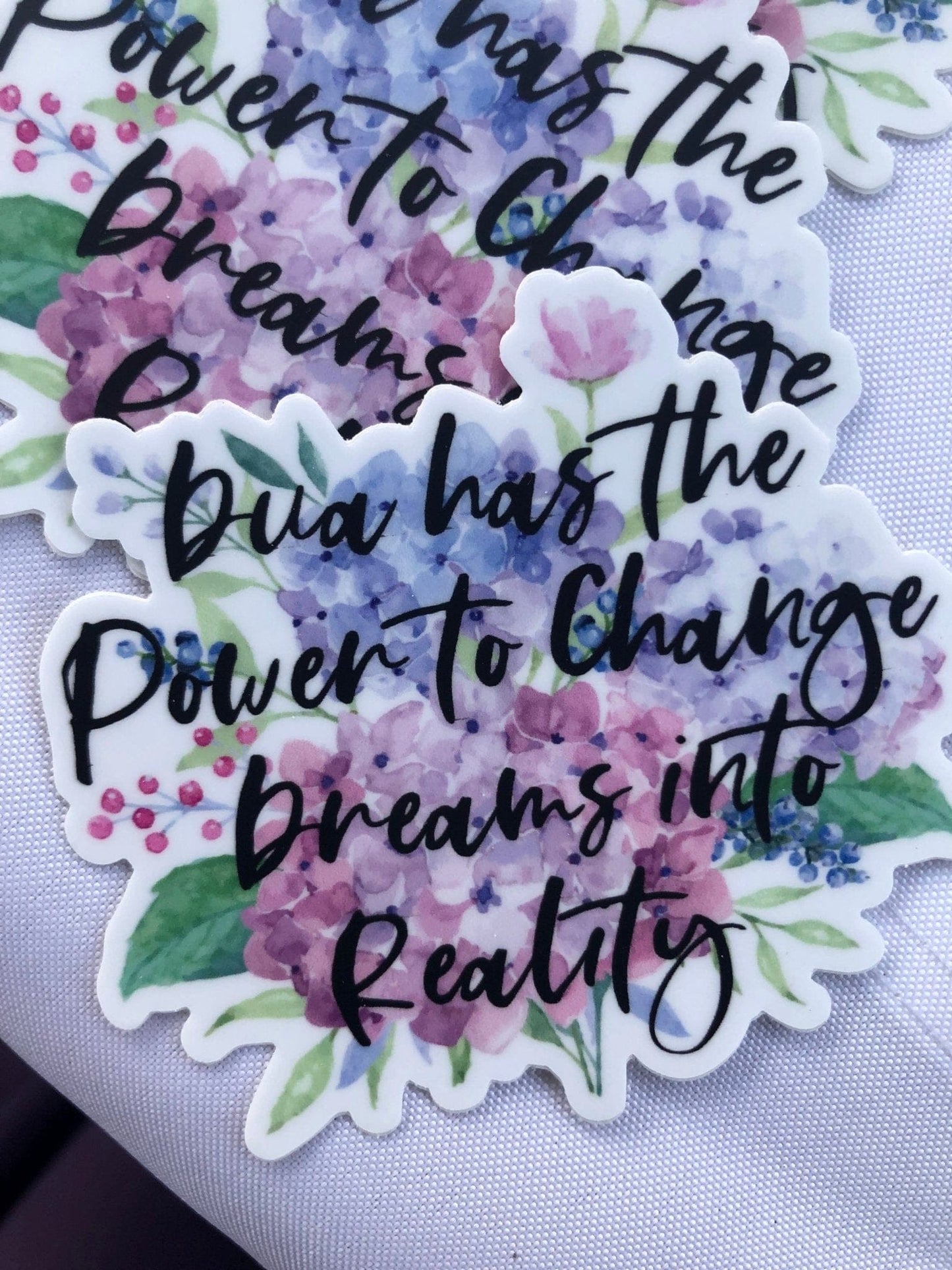 Power of Dua Hydrangea waterproof sticker - madihacreates