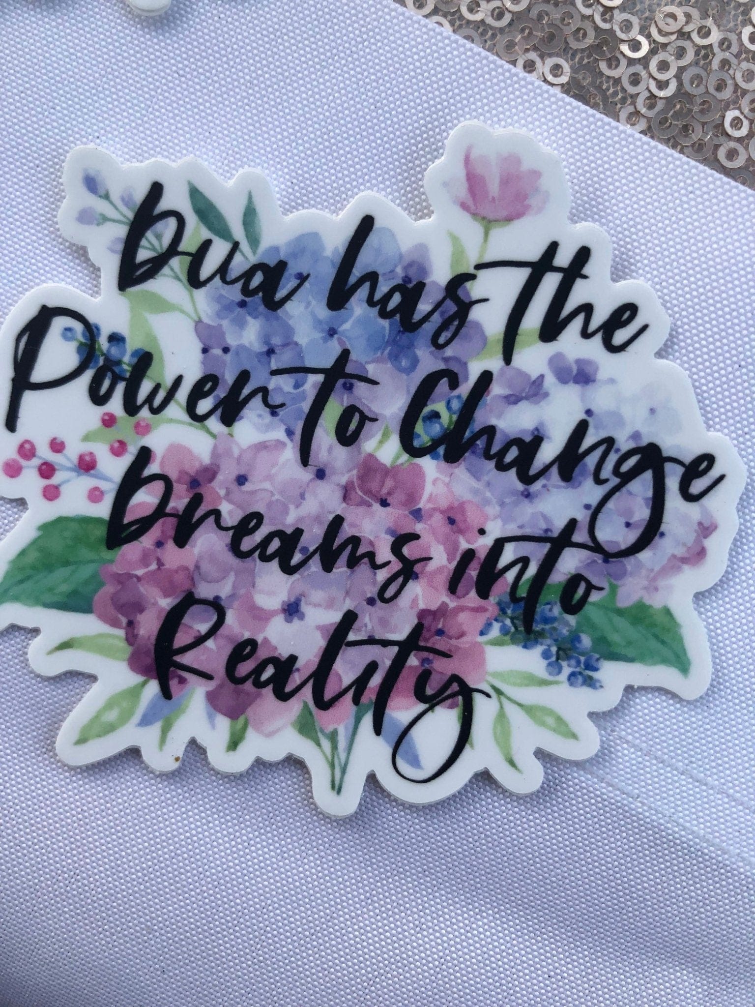 Power of Dua Hydrangea waterproof sticker - madihacreates