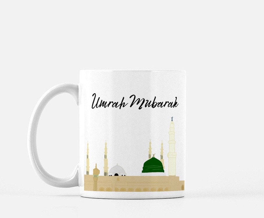 UMRAH MUBARAK MUG, Makkah and Madina scence Umrah Mug, - madihacreates